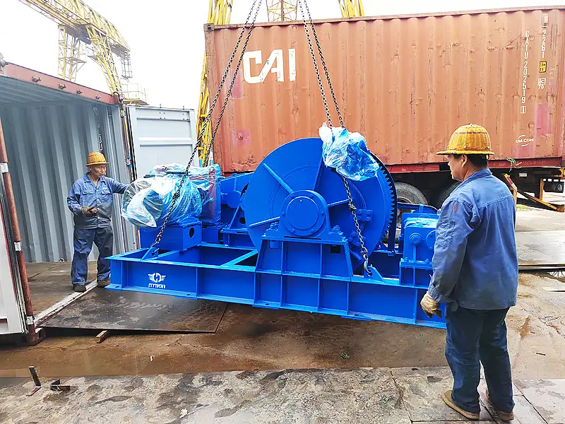 marine winch packed into container electric pulling winch with power cabinet