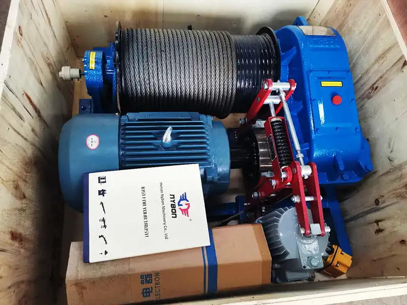 nybon electric winch packed into wood box electric pulling winch with power cabinet